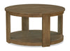 Table à café ronde moderne Declan de 31,5 po avec roulettes - bois naturel