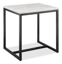 Table de bout moderne Webber de 20 po en marbre - blanche