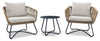 Ensemble de conversation Sicily 3 pièces pour la terrasse à l’extérieur avec 2 fauteuils et table
