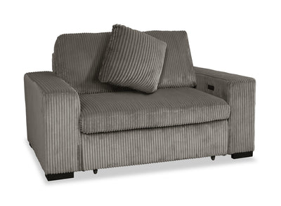 Stratus 59” Faux Fur Fabric Chair with Power Sliding Chaise - Fog Grey | Fauteuil Stratus de 59 po en tissu de fausse fourrure avec fauteuil long à coulissement électrique - gris brouillard