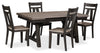 Ensemble de salle à manger Zao 5 pièces en mélamine avec table, rallonge de 66 po à 94 po (L) et 4 chaises - brun