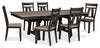 Ensemble de salle à manger Zao 7 pièces en mélamine avec table, rallonge de 66 po à 94 po (L) et 6 chaises - brun