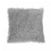 Coussin ébouriffé gris avec fermeture à glissière sur le côté