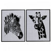 Œuvre d’art murale sur toile encadrée 18 x 28 et feutre avec zèbre et girafe - ensemble de 2 décorations murales