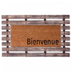 Tapis de plancher « Bienvenue » représentant une clôture en caoutchouc avec fibre de coco