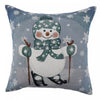 Coussin orné de bonhomme de neige en ski - ensemble de 2 coussins