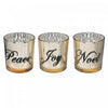 Bougeoirs « Joy », « Noël », et « Peace » pour bougie chauffe-plats en verre - ensemble de 3 bougeoirs