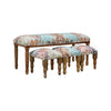 Ensemble banc et tabourets 4 pièces en bois à motif de tourbillons en croissant