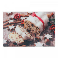 Planche à découper en verre imprimé d’une photo de gâteau aux fruits givré - ensemble de 2