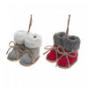 Ornements en forme de bottes tricotées duveteuses - ensemble de 2 ornements de Noël