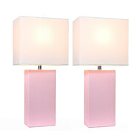 Ensemble 2 lampes de table moderne Elegant Designs en cuir rose tendre