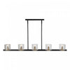 Luminaire pour îlot Salinas noir et laiton à 5 ampoules