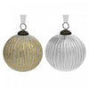 Ornement côtelé de 4 po en verre blanc peint or et argent - ensemble de 4 ornements de Noël