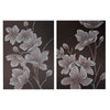 Œuvre d’art murale sur toile peinte à la main au thème « fleurs nocturnes » - ensemble de 2 décorations murales