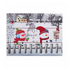 Décoration murale de type plaque en bois avec trois bonshommes de neige