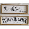 Décoration murale de style plaque encadrée « Thankful » et « Pumpkin Spice » - ensemble de 2 décorations murales
