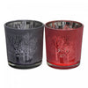 Bougeoirs pour bougie chauffe-plats en verre avec arbres ambrés - ensemble de 2 bougeoirs
