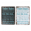 Panneau mural « Toilet Rules » en métal - ensemble de 2 décorations murales