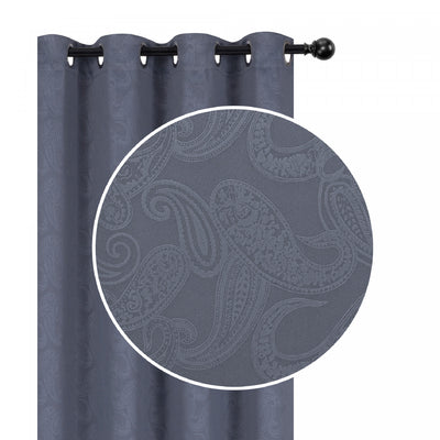 Embossed Blackout Panel Paisley Grey 84" - Set of 2 Drapes and Blinds|Panneau coupe-lumière embossé gris de 84 po à motif cachemire - ensemble de 2 rideaux et stores