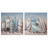 Œuvre d’art murale sur toile peinte à la main représentant des planches de surf - ensemble de 2 décorations murales
