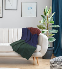 Jeté Anadia 50 po x 60 po bleu et bourgogne