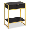 Table d'appoint Alice de 19,5 po avec rangement et tablette - cappuccino avec touches dorées