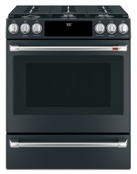 Cuisinière intelligente hybride Café de 5,7 pi³ avec convection européenne véritable et grilles auto…