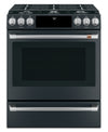 Cuisinière intelligente à gaz Café de 5,6 pi³ avec convection européenne véritable et grilles autonettoyantes - noir mat - CCGS700P3MD1