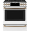 Cuisinière intelligente à gaz Café de 5,6 pi³ avec convection européenne véritable et grilles autonettoyantes - blanc mat - CCGS700P4MW2