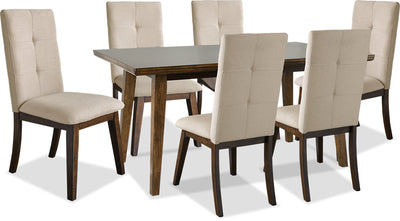 Chelsea 7-Piece Dining Table Package with Beige Chairs - {Contemporary} style Dining Room Set