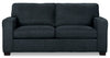 Sofa-lit simple Fiona de 58 po fabriqué au Canada en tissu de chenille avec accoudoirs rectilignes - bleu marine