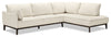 Sofa sectionnel de droite Gena de Cindy Crawford Home 2 pièces en tissu d’apparence lin avec pattes en bois - blanc coton