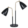 Lampe de table Jetty de 22 po noire et dorée à 2 ampoules