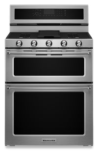 Cuisinière à gaz KitchenAid de 6 pi³ avec autonettoyage et four double - acier inoxydable - KFGD500E…