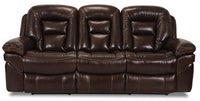 Sofa inclinable Leo de 87,5 po en cuir véritable - brun noyer