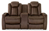 Causeuse à inclinaison électrique Ross de 72,5 po en tissu de suédine avec appuie-têtes électriques et console de rangement - brun chocolat