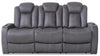 Sofa à inclinaison électrique Ross de 83 po en tissu de suédine avec appuie-têtes électriques et console rabattable - gris étain