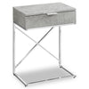 Table d'appoint Spain de 18,25 po en forme de C avec tiroir - grise et chrome
