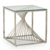 Table de bout moderne Andreas de 22 po avec dessus en verre - argentée avec base en métal chromé