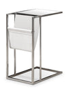 Table d'appoint Durham de 19 po en forme de C avec dessus en verre - chrome