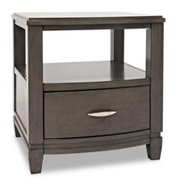 Table de bout moderne Downtown de 24 po avec rangement et tablette - bois gris-brun