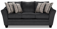 Sofa-lit double Febe de 85 po de format condo fabriqué au Canada en tissu de chenille avec accoudoirs évasés - gris anthracite