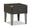 Table de bout industrielle Hilla de 22,38 po avec rangement - bois brun foncé avec pattes en métal