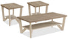 Ensemble 3 tables modernes Arika de 47,5 po (table à café et 2 tables de bout) avec tablette - ivoire