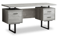 Bureau réversible Teagan de 60 po à 3 tiroirs - gris clair