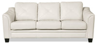 Sofa Andi de 84 po en tissu d’apparence cuir avec capitonnage - beige