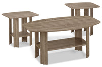Ensemble 3 tables modernes Rosario de 36 po (table à café et 2 tables de bout) avec tablette - taupe foncée