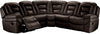 Sofa sectionnel inclinable Leo 5 pièces en tissu d’apparence cuir - brun noyer