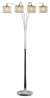 Lampe à pied arquée de 84 po chrome et marbre à 4 ampoules