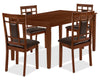 Ensemble de salle à manger Aran 5 pièces avec table de 60 po (L) et 4 chaises - brun